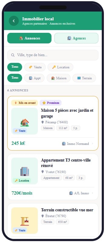 Liste annonces immobilières Lokalist